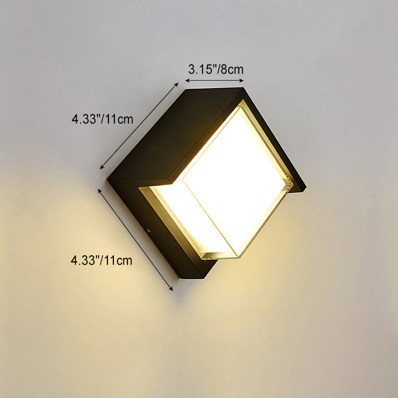 Lámpara de Aplique de Pared LED de Acrílico de Aluminio Impermeable Cuadrada Redonda de Simplicidad Moderna para Patio Exterior 