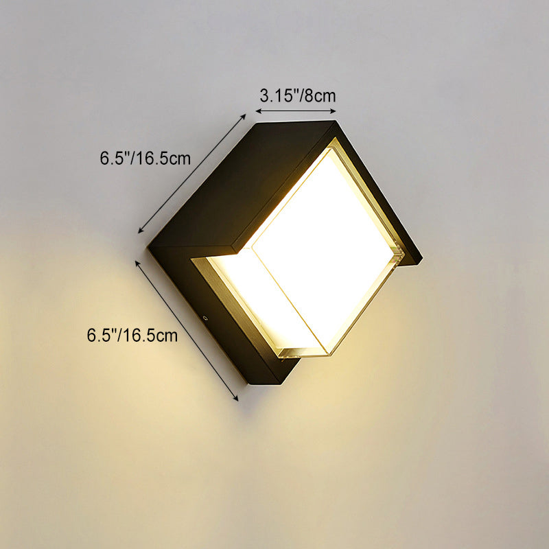 Lámpara de Aplique de Pared LED de Acrílico de Aluminio Impermeable Cuadrada Redonda de Simplicidad Moderna para Patio Exterior 