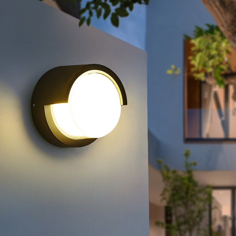 Lámpara de Aplique de Pared LED de Acrílico de Aluminio Impermeable Cuadrada Redonda de Simplicidad Moderna para Patio Exterior 