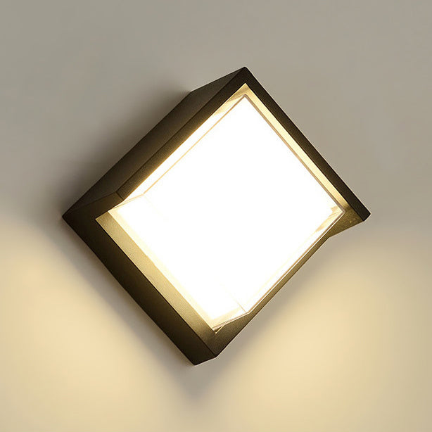 Lámpara de Aplique de Pared LED de Acrílico de Aluminio Impermeable Cuadrada Redonda de Simplicidad Moderna para Patio Exterior 