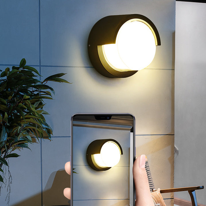 Lámpara de Aplique de Pared LED de Acrílico de Aluminio Impermeable Cuadrada Redonda de Simplicidad Moderna para Patio Exterior 