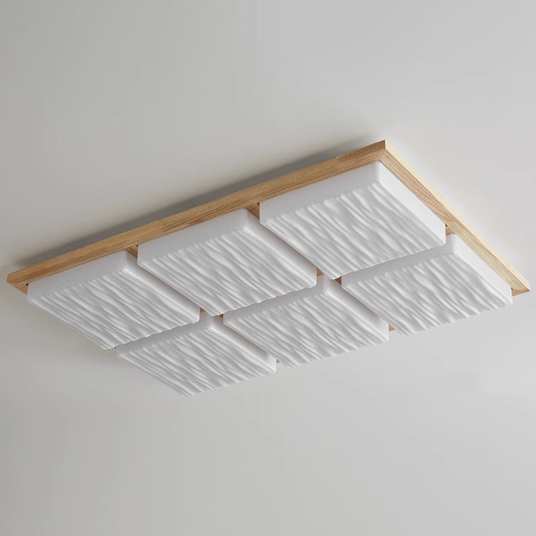 Plafonnier LED carré rétro contemporain en blocs acryliques pour salon 