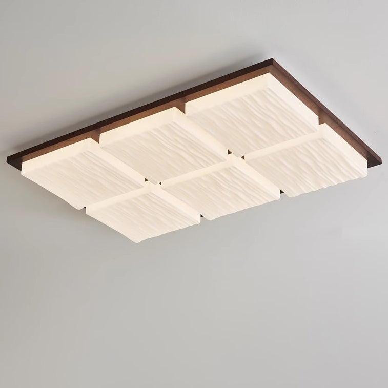 Plafonnier LED carré rétro contemporain en blocs acryliques pour salon 
