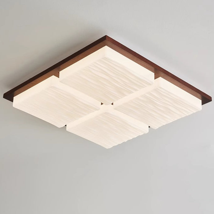 Plafonnier LED carré rétro contemporain en blocs acryliques pour salon 