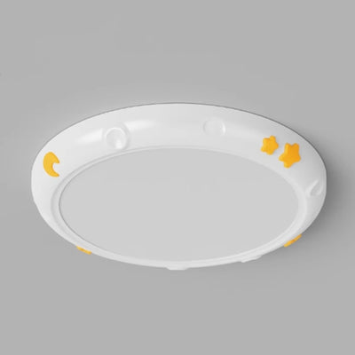 Moderne Einfachheit Sterne Mond Runde Eisen ABS Harz LED Deckenleuchte für Schlafzimmer 