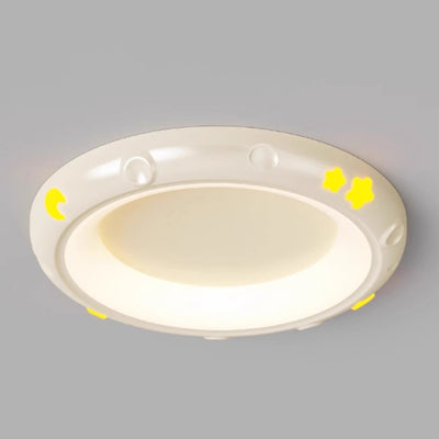 Moderne Einfachheit Sterne Mond Runde Eisen ABS Harz LED Deckenleuchte für Schlafzimmer 