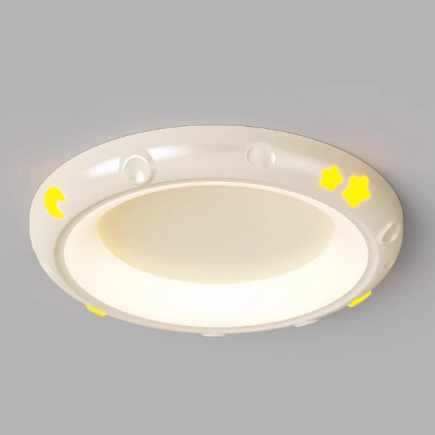 Moderne Einfachheit Sterne Mond Runde Eisen ABS Harz LED Deckenleuchte für Schlafzimmer 