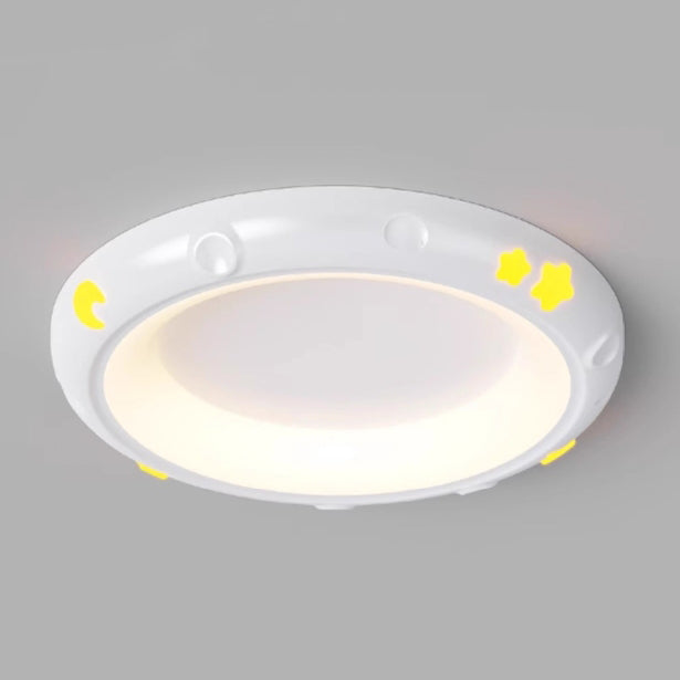 Moderne Einfachheit Sterne Mond Runde Eisen ABS Harz LED Deckenleuchte für Schlafzimmer 