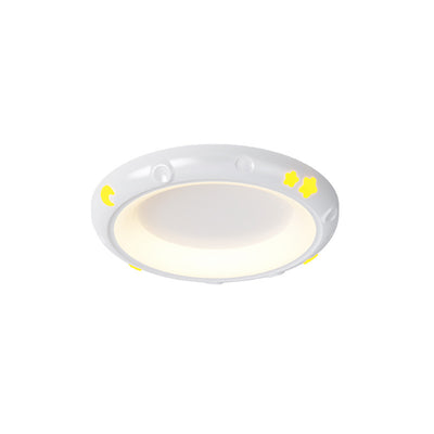 Moderne Einfachheit Sterne Mond Runde Eisen ABS Harz LED Deckenleuchte für Schlafzimmer 