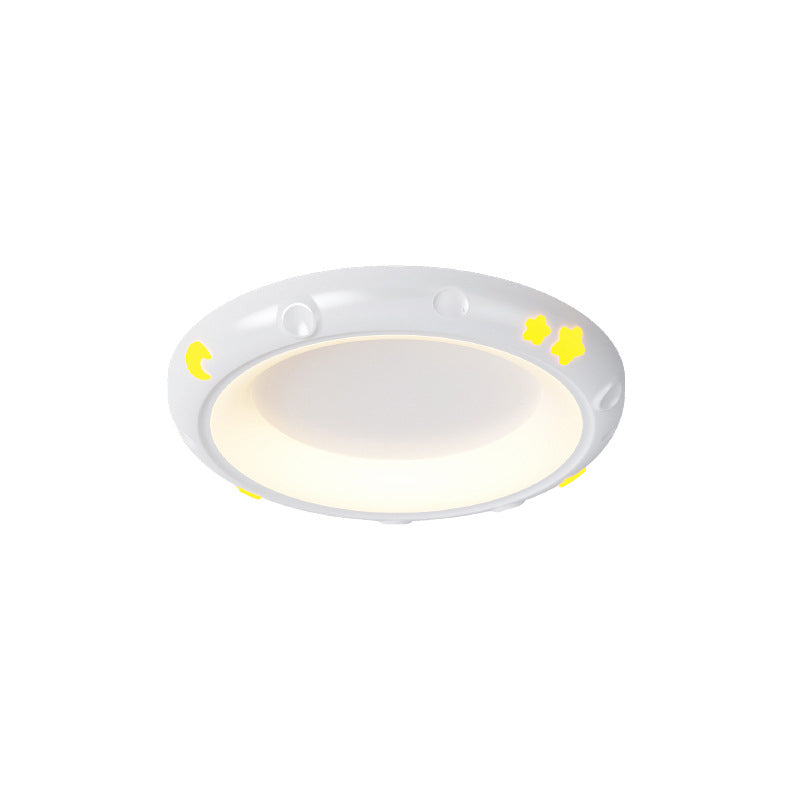 Moderne Einfachheit Sterne Mond Runde Eisen ABS Harz LED Deckenleuchte für Schlafzimmer 