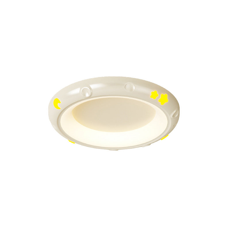 Moderne Einfachheit Sterne Mond Runde Eisen ABS Harz LED Deckenleuchte für Schlafzimmer 
