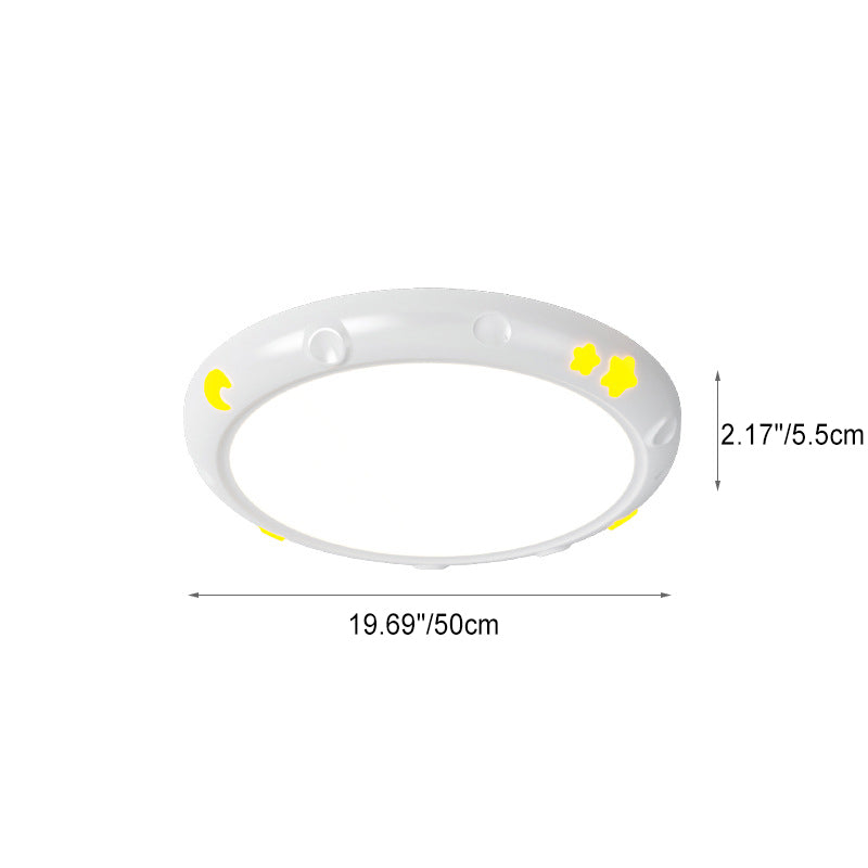Moderne Einfachheit Sterne Mond Runde Eisen ABS Harz LED Deckenleuchte für Schlafzimmer 