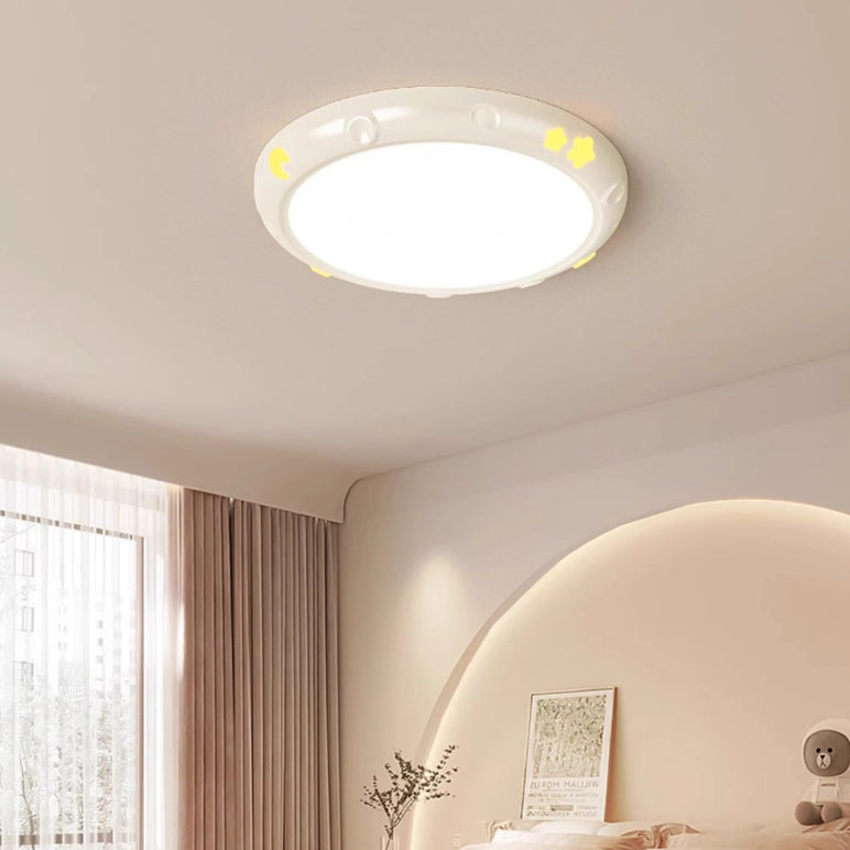 Moderne Einfachheit Sterne Mond Runde Eisen ABS Harz LED Deckenleuchte für Schlafzimmer 