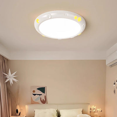 Moderne Einfachheit Sterne Mond Runde Eisen ABS Harz LED Deckenleuchte für Schlafzimmer 