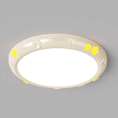 Moderne Einfachheit Sterne Mond Runde Eisen ABS Harz LED Deckenleuchte für Schlafzimmer 