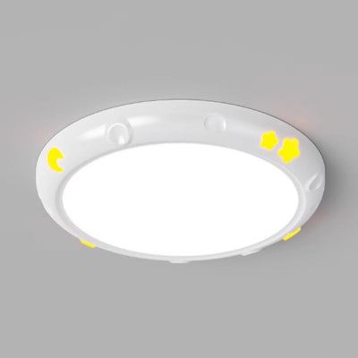 Moderne Einfachheit Sterne Mond Runde Eisen ABS Harz LED Deckenleuchte für Schlafzimmer 