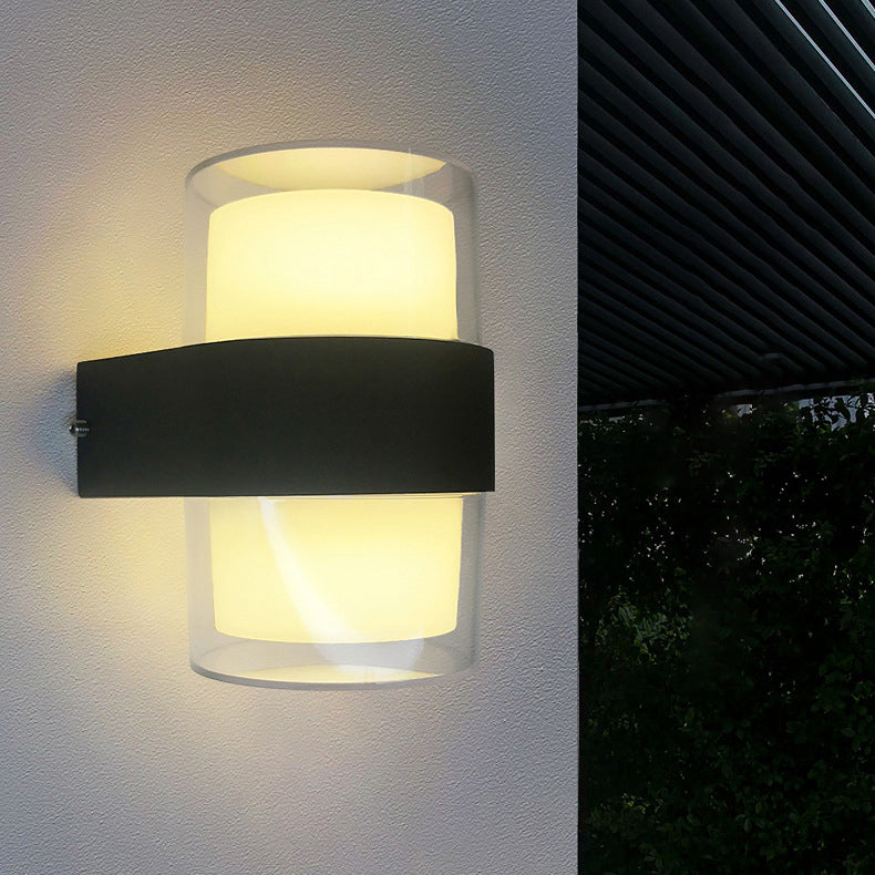 Lámpara de Aplique LED de Pared de Aluminio Acrílico Impermeable Cilindro Cubo de Simplicidad Moderna para Pasillos 