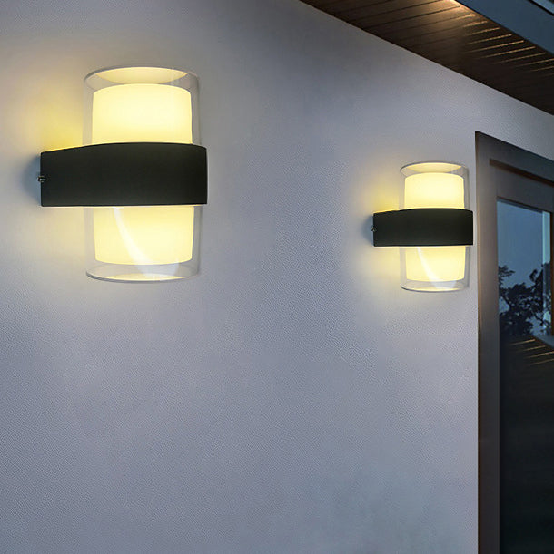 Lámpara de Aplique LED de Pared de Aluminio Acrílico Impermeable Cilindro Cubo de Simplicidad Moderna para Pasillos 