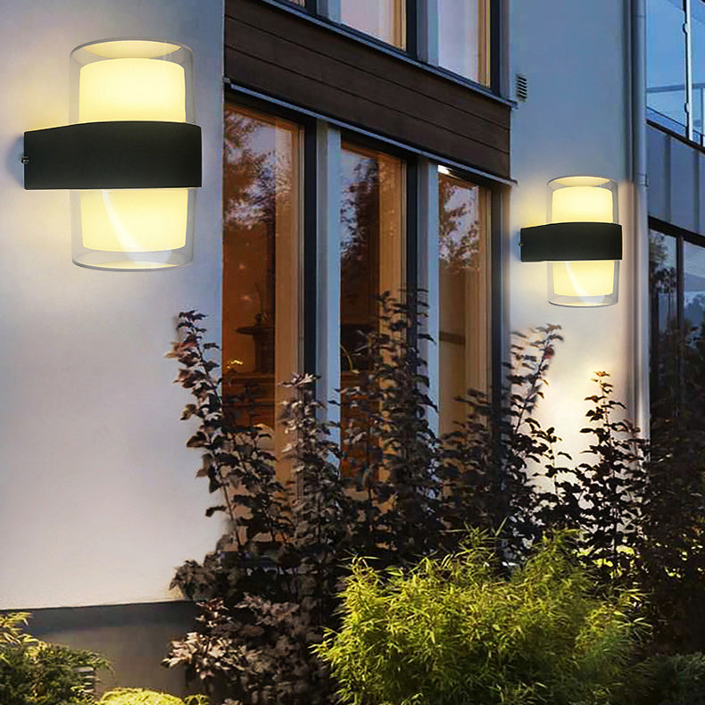 Lámpara de Aplique LED de Pared de Aluminio Acrílico Impermeable Cilindro Cubo de Simplicidad Moderna para Pasillos 