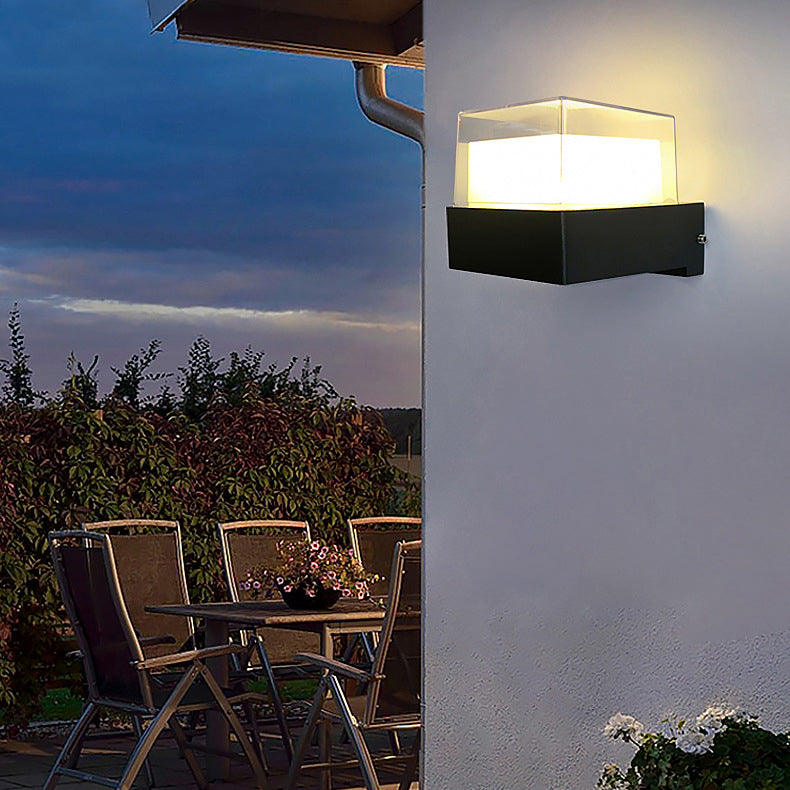 Lámpara de Aplique LED de Pared de Aluminio Acrílico Impermeable Cilindro Cubo de Simplicidad Moderna para Pasillos 