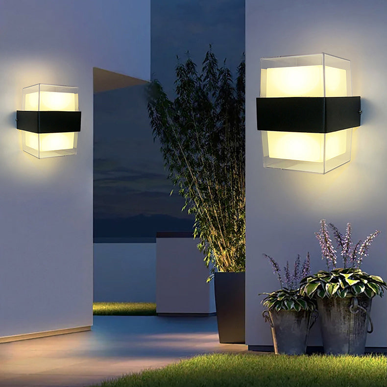 Lámpara de Aplique LED de Pared de Aluminio Acrílico Impermeable Cilindro Cubo de Simplicidad Moderna para Pasillos 