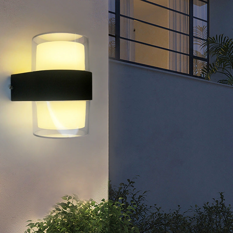 Lámpara de Aplique LED de Pared de Aluminio Acrílico Impermeable Cilindro Cubo de Simplicidad Moderna para Pasillos 