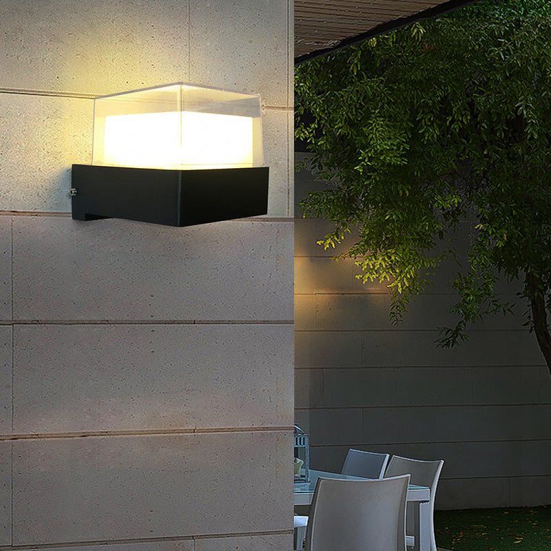 Lámpara de Aplique LED de Pared de Aluminio Acrílico Impermeable Cilindro Cubo de Simplicidad Moderna para Pasillos 