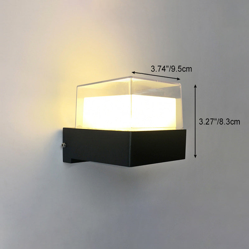 Lámpara de Aplique LED de Pared de Aluminio Acrílico Impermeable Cilindro Cubo de Simplicidad Moderna para Pasillos 
