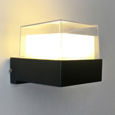 Lámpara de Aplique LED de Pared de Aluminio Acrílico Impermeable Cilindro Cubo de Simplicidad Moderna para Pasillos 