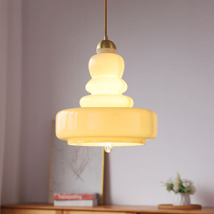 Lustre Suspendu Contemporain Créatif en Verre de Gourde en Cuivre et Fer 1 - Lumière Pour Salle à Manger 