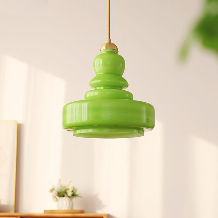 Lustre Suspendu Contemporain Créatif en Verre de Gourde en Cuivre et Fer 1 - Lumière Pour Salle à Manger 