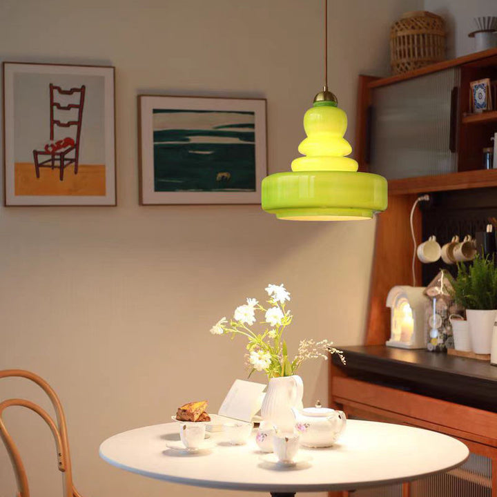 Lustre Suspendu Contemporain Créatif en Verre de Gourde en Cuivre et Fer 1 - Lumière Pour Salle à Manger 