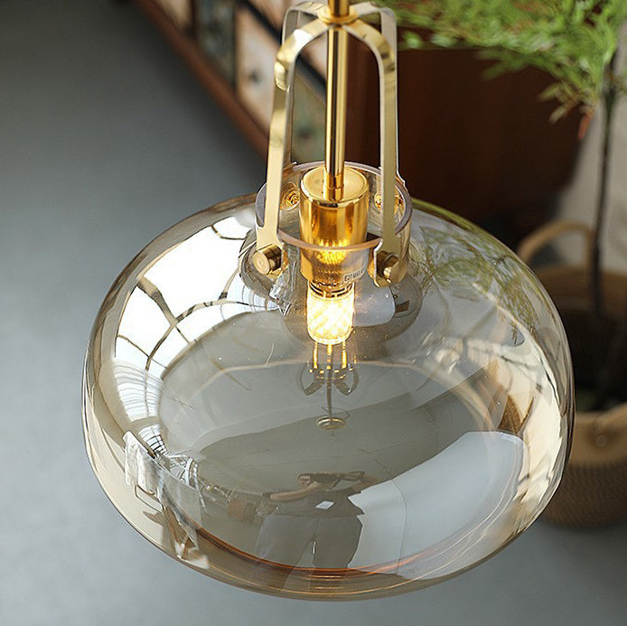 Zeitgenössische Retro-Transparente Hardware Glas Eisen 1 - Licht Pendelleuchte Für Wohnzimmer 