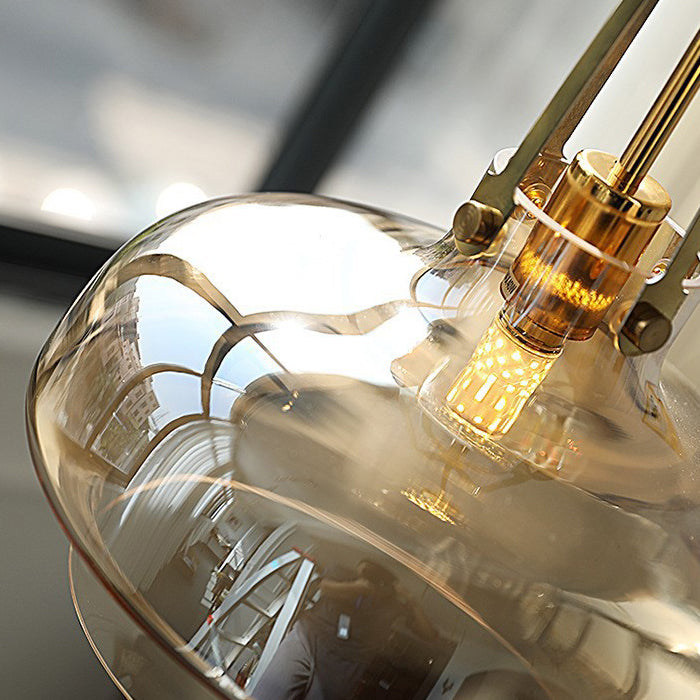 Zeitgenössische Retro-Transparente Hardware Glas Eisen 1 - Licht Pendelleuchte Für Wohnzimmer 