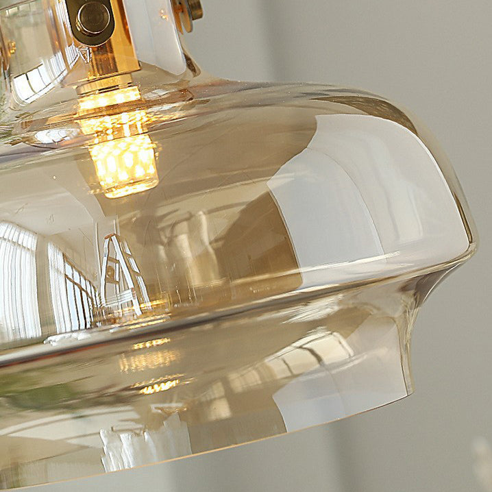 Zeitgenössische Retro-Transparente Hardware Glas Eisen 1 - Licht Pendelleuchte Für Wohnzimmer 