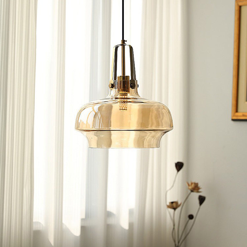 Zeitgenössische Retro-Transparente Hardware Glas Eisen 1 - Licht Pendelleuchte Für Wohnzimmer 