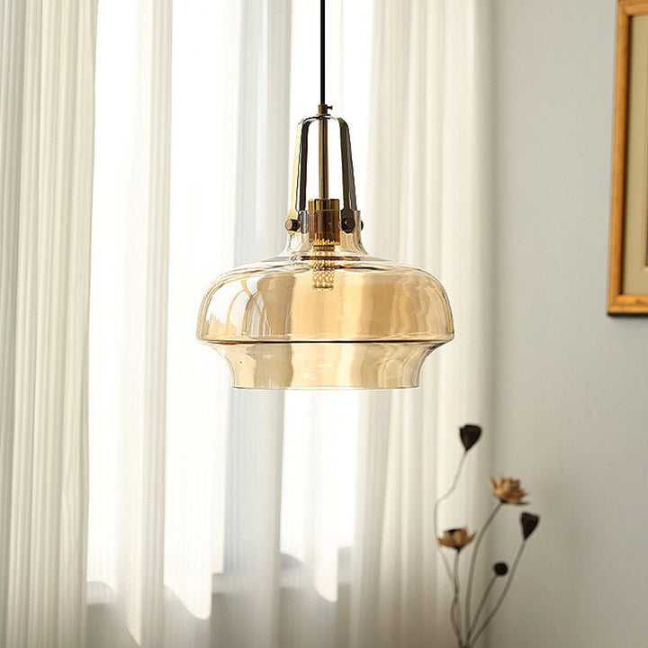 Zeitgenössische Retro-Transparente Hardware Glas Eisen 1 - Licht Pendelleuchte Für Wohnzimmer 