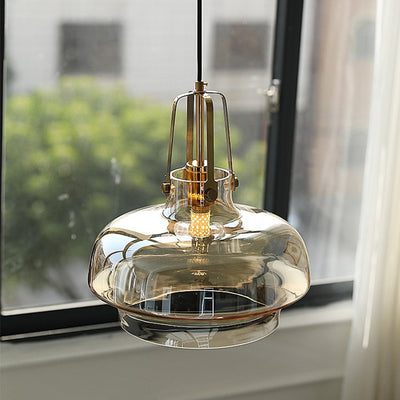 Contemporáneo Retro Transparente Hardware Vidrio Hierro 1 - Luz Colgante Para Sala de Estar 