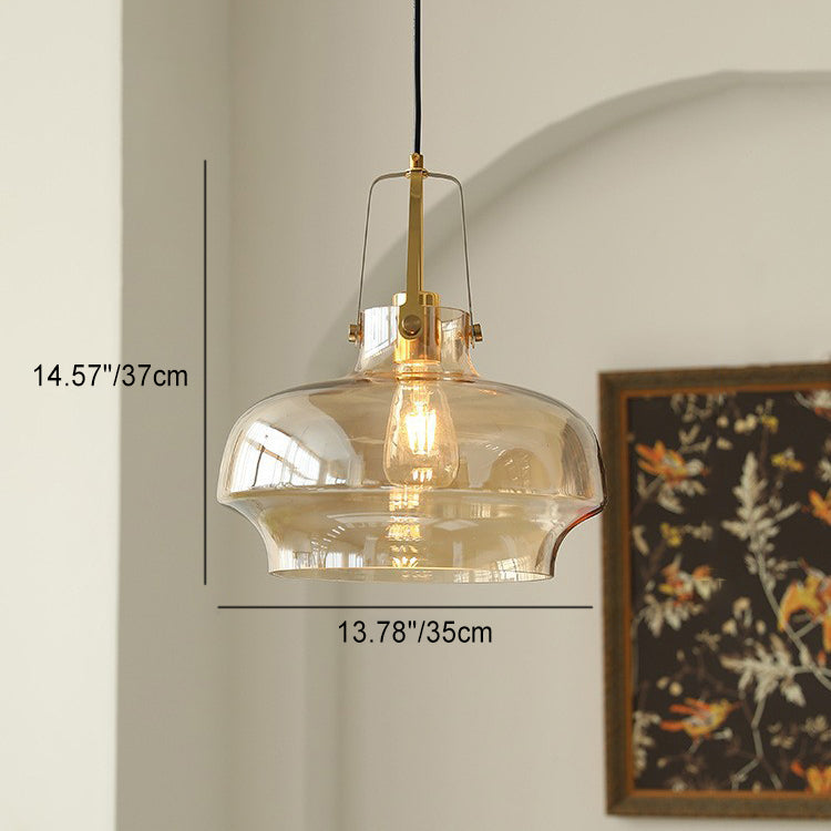 Zeitgenössische Retro-Transparente Hardware Glas Eisen 1 - Licht Pendelleuchte Für Wohnzimmer 