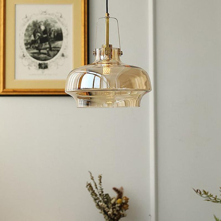 Zeitgenössische Retro-Transparente Hardware Glas Eisen 1 - Licht Pendelleuchte Für Wohnzimmer 