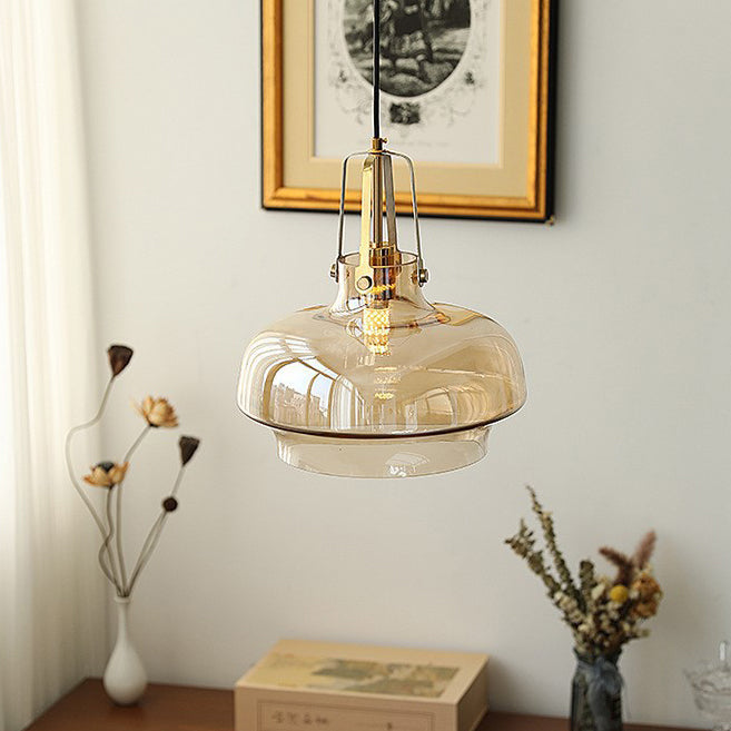 Zeitgenössische Retro-Transparente Hardware Glas Eisen 1 - Licht Pendelleuchte Für Wohnzimmer 