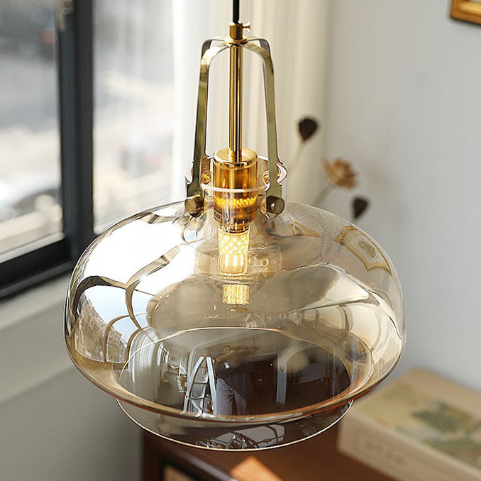 Zeitgenössische Retro-Transparente Hardware Glas Eisen 1 - Licht Pendelleuchte Für Wohnzimmer 