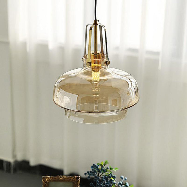 Zeitgenössische Retro-Transparente Hardware Glas Eisen 1 - Licht Pendelleuchte Für Wohnzimmer 