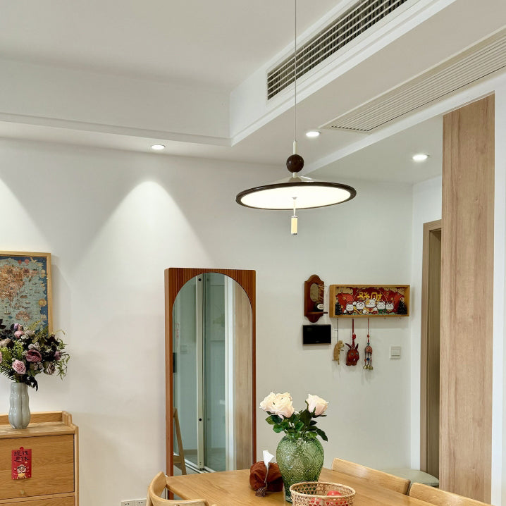 Traditionelle chinesische Hutform Aluminium Eisen LED Pendelleuchte für Esszimmer 