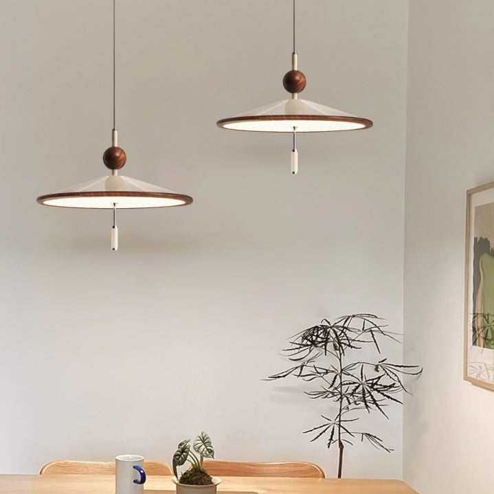 Traditionelle chinesische Hutform Aluminium Eisen LED Pendelleuchte für Esszimmer 