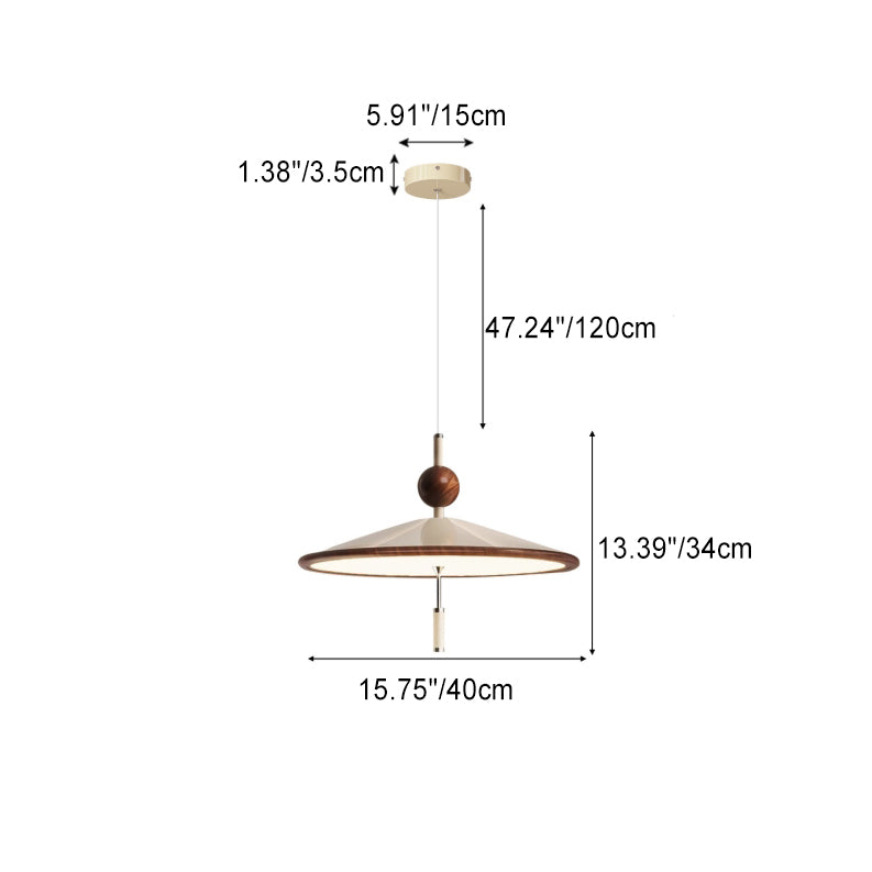 Traditionelle chinesische Hutform Aluminium Eisen LED Pendelleuchte für Esszimmer 