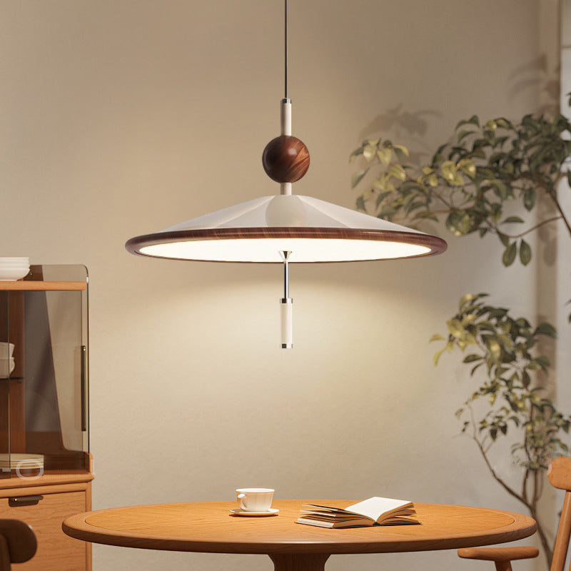 Traditionelle chinesische Hutform Aluminium Eisen LED Pendelleuchte für Esszimmer 
