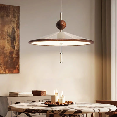 Traditionelle chinesische Hutform Aluminium Eisen LED Pendelleuchte für Esszimmer 