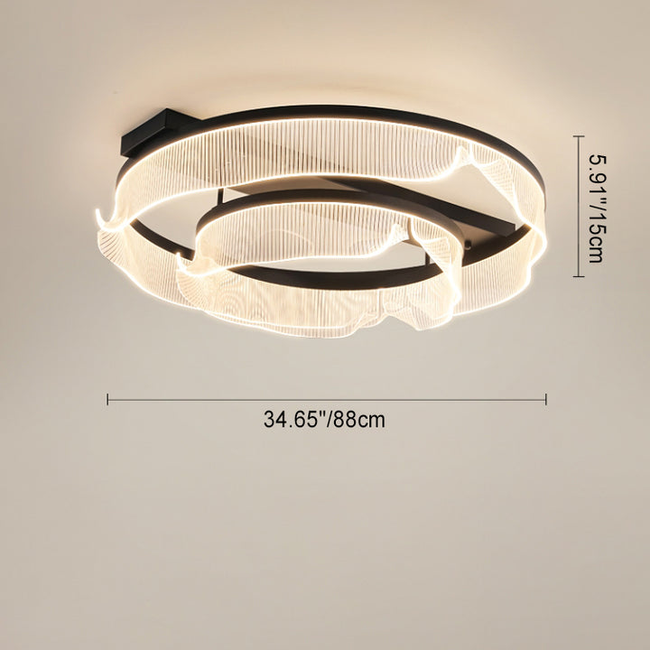 Plafonnier LED contemporain scandinave rond en fer, aluminium et acrylique pour chambre à coucher 