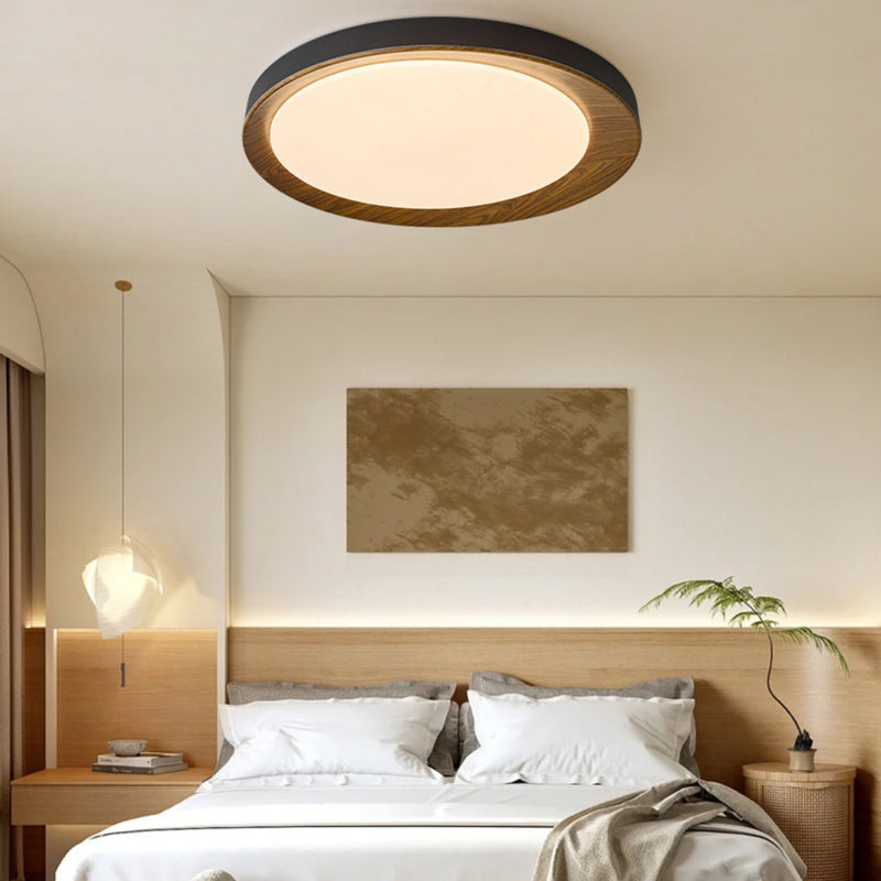 Plafonnier LED rond en fer acrylique rétro contemporain pour chambre à coucher 